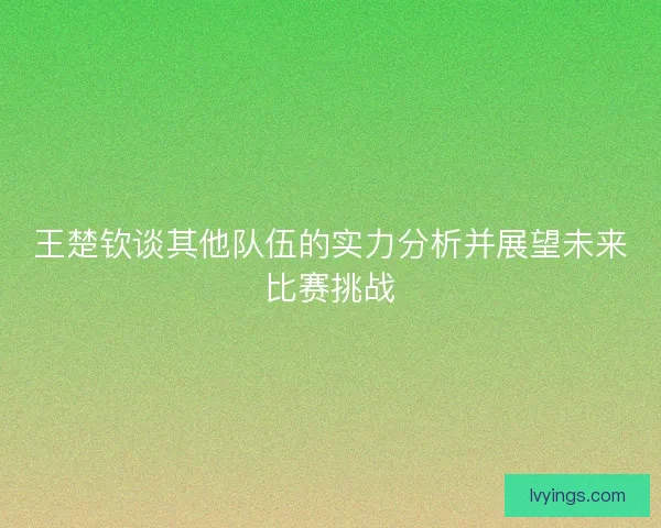 王楚钦谈其他队伍的实力分析并展望未来比赛挑战